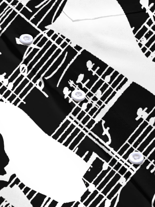 Adaychic Men's Printed Singer Print Short Sleeve Shirt with Chest Pocket