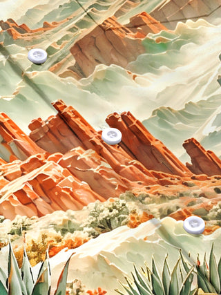 Adaychic Men's Short Sleeve Shirt - Desert Landscape With Red Rock Canyons And Agave Plants Print with Chest Pocket