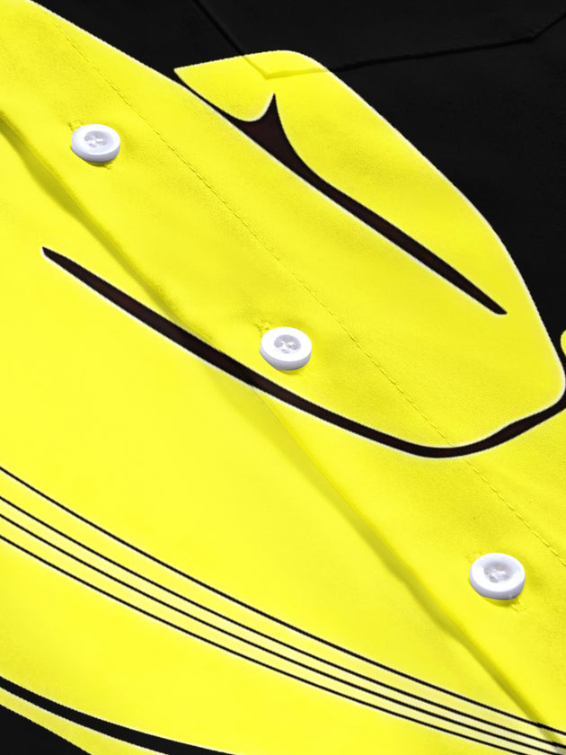 Adaychic Men's Graphic Yellow Violin Graphic Short Sleeve Shirt with Chest Pocket