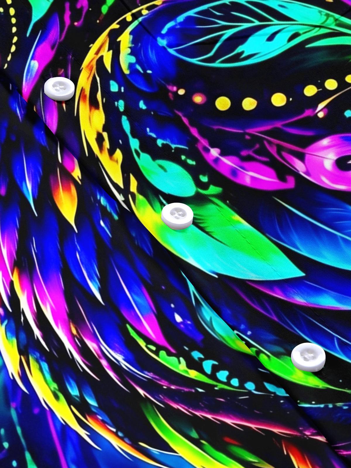 Adaychic Men's Neon Parrot With Swirling Patterns Print Short Sleeve Shirt with Chest Pocket