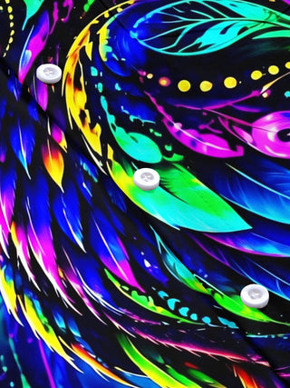 Adaychic Men's Neon Parrot With Swirling Patterns Print Short Sleeve Shirt with Chest Pocket