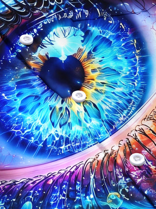 Adaychic Men's Hawaiian Cosmic Eye And Marine Life Print Short Sleeve Shirt with Chest Pocket