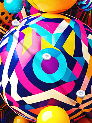 Adaychic Men's 3D Colorful 3D Geometric Spheres Print Short Sleeve Shirt with Chest Pocket