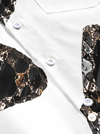 Adaychic Men's Printed Abstract Marble Pattern Short Sleeve Shirt with Chest Pocket