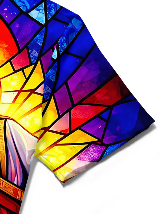 men's printed shirt close-up short sleeve