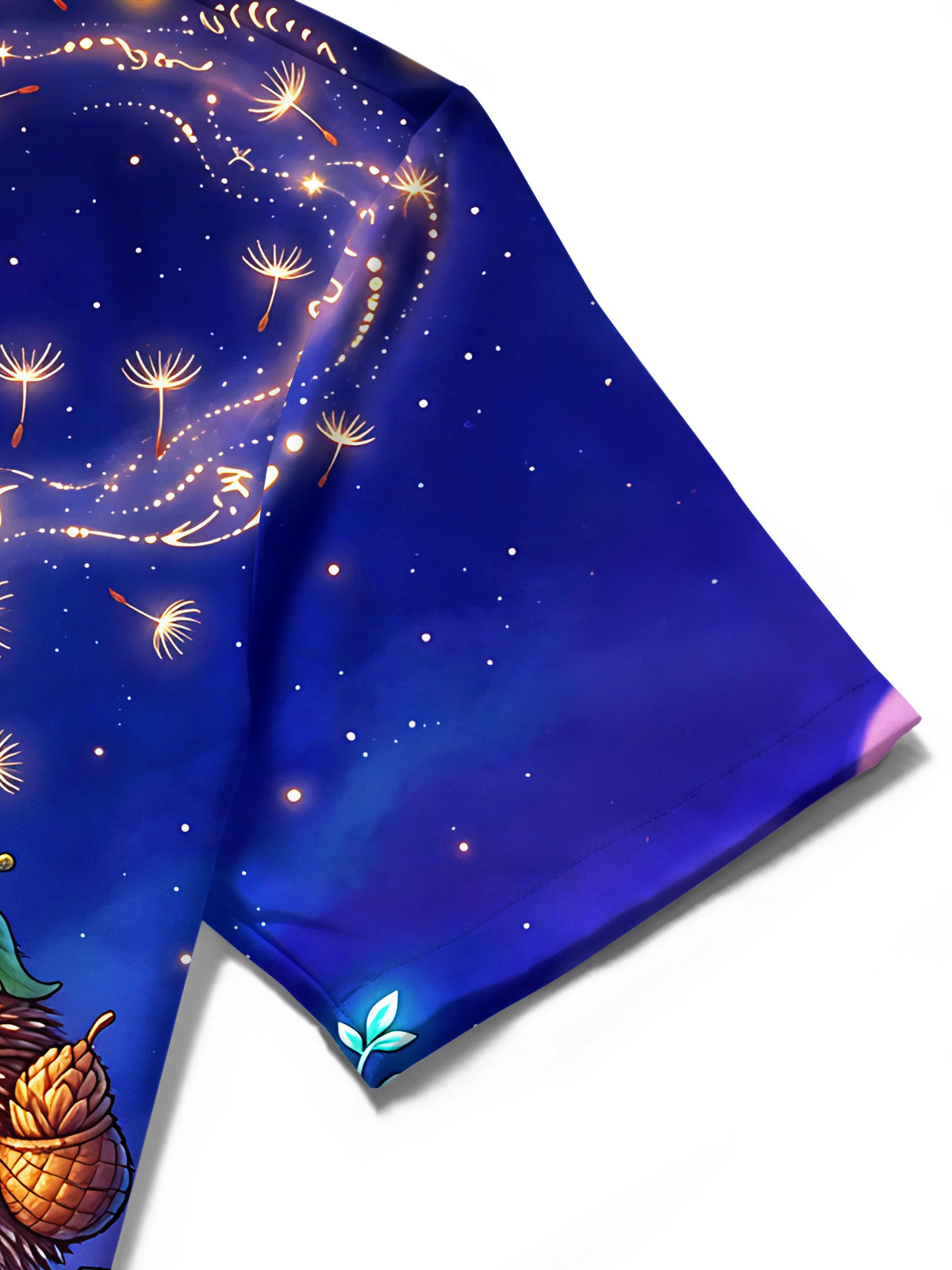 Adaychic Men's Short Sleeve Shirt - Hedgehog On Floating Island With Mushrooms Print with Chest Pocket