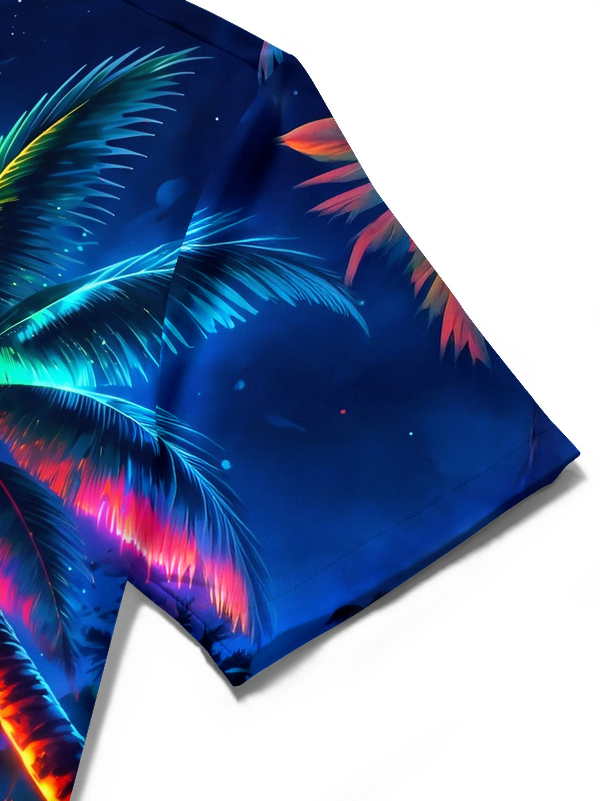 Adaychic Men's Palm Tree And Sunset Beach Scene Print Short Sleeve Shirt with Chest Pocket