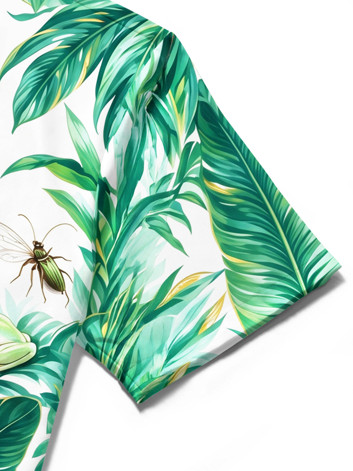 Adaychic Men's Hawaiian Tropical Leaves And Frogs Print Short Sleeve Shirt with Chest Pocket