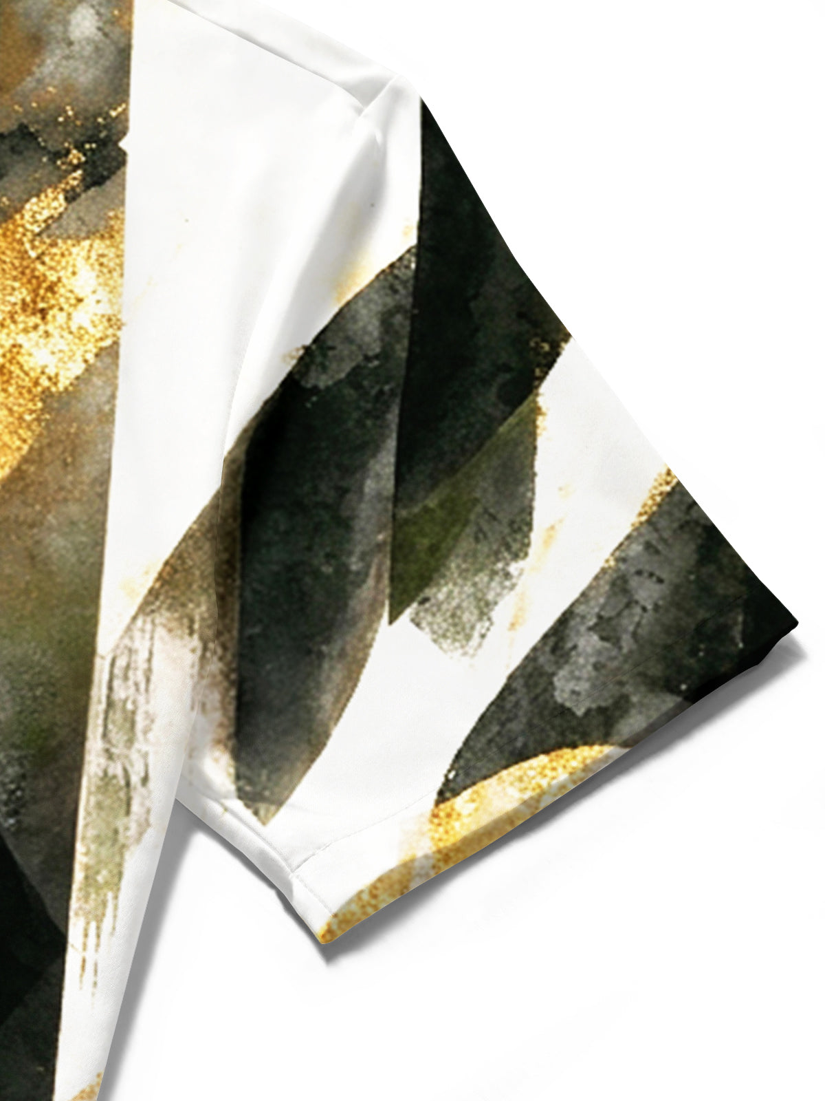 Adaychic Men's Abstract Gold Foil Geometric Shapes Print Short Sleeve Shirt with Chest Pocket