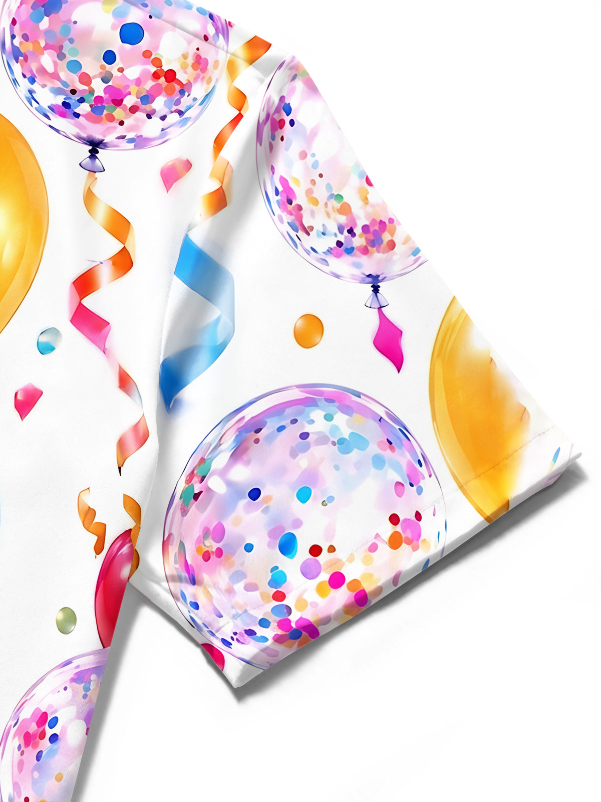 Adaychic Men's Hawaiian Colorful Balloons And Confetti Print Short Sleeve Shirt with Chest Pocket
