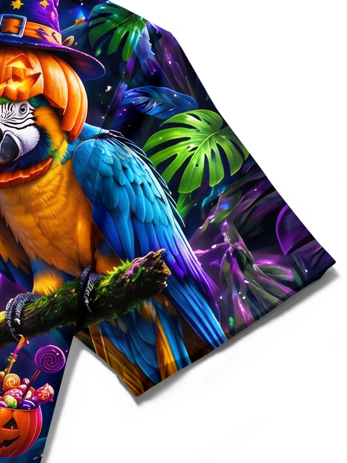 Adaychic Men's Hawaiian Halloween Tiger Print Short Sleeve Shirt