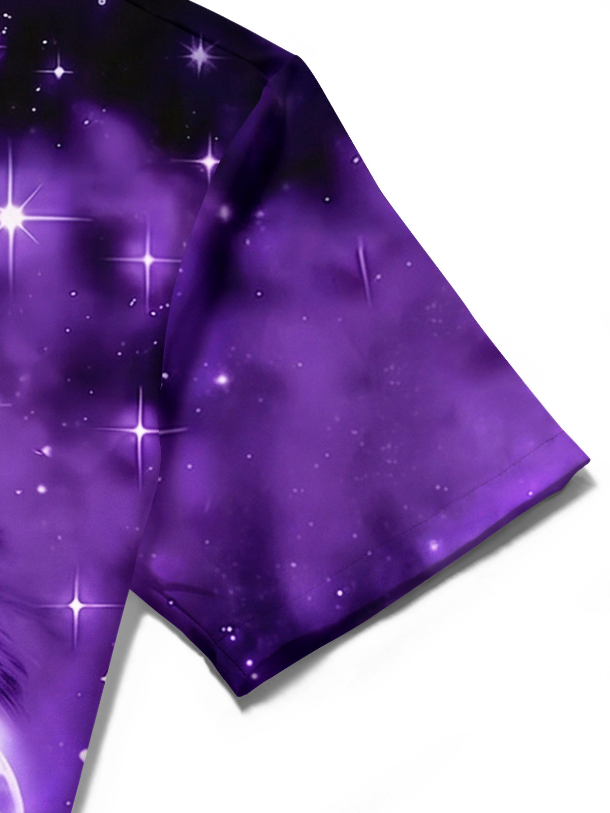 Adaychic Men's Graphic 3D Purple Wolf Moon Print Short Sleeve Button Down Shirt with Chest Pocket