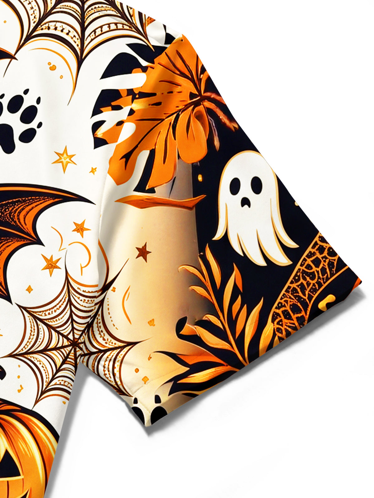 Adaychic Men's Hawaiian Halloween Black Cat Print Short Sleeve Shirt with Chest Pocket