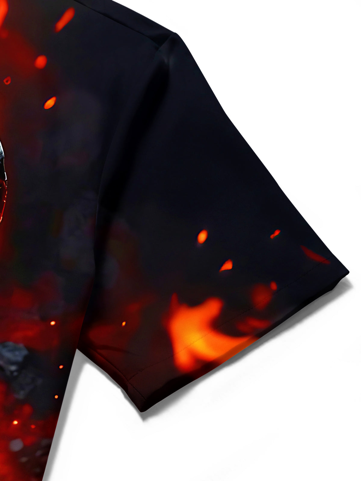 Adaychic Men's 3D Lava Bull Fire Graphic Print Short Sleeve Button Down Shirt with Chest Pocket