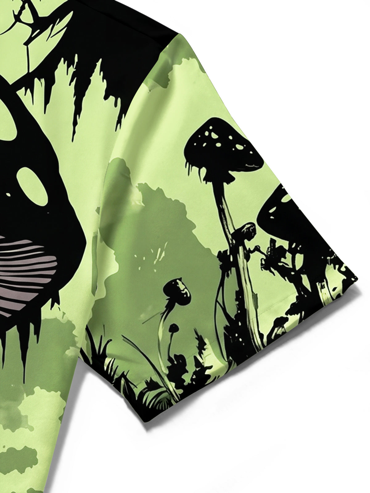Adaychic Men's Graphic Mushroom Skull Print Short Sleeve Shirt with Chest Pocket
