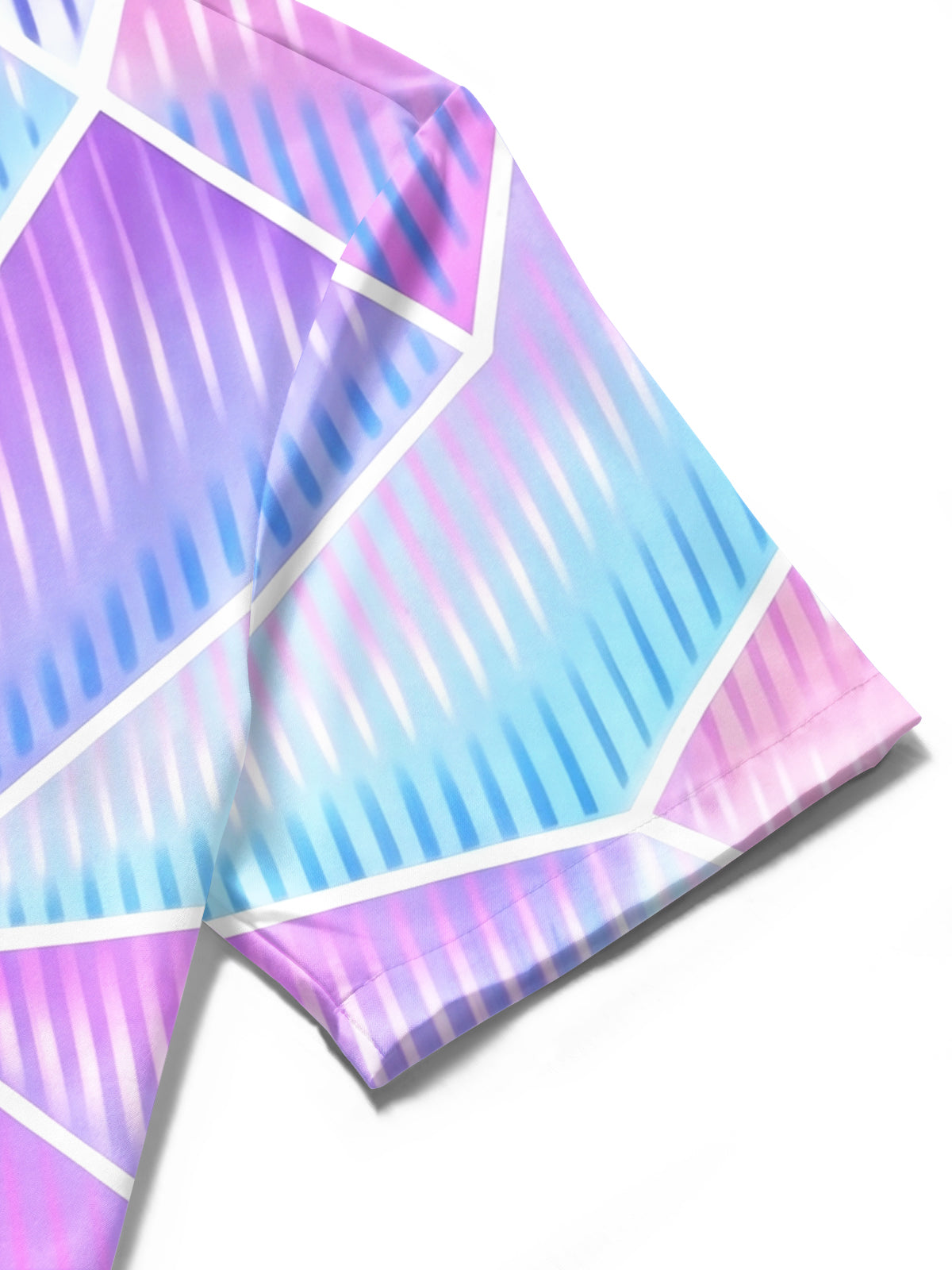 Adaychic Men's Abstract Geometric Gradient Line Print Short Sleeve Button Down Shirt with Chest Pocket