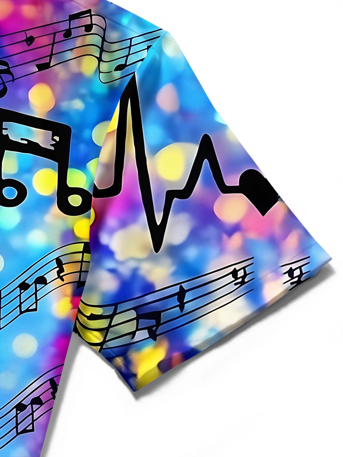 Adaychic Men's Graphic Musical Notes Print Short Sleeve Shirt with Chest Pocket