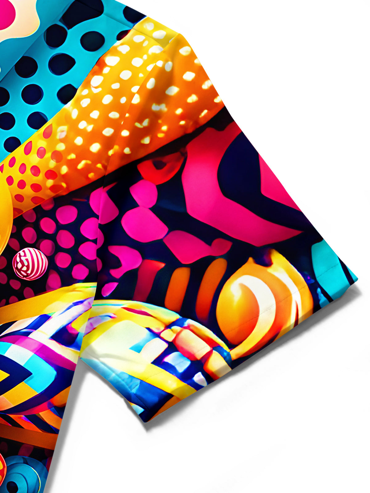 Adaychic Men's 3D Colorful 3D Geometric Spheres Print Short Sleeve Shirt with Chest Pocket