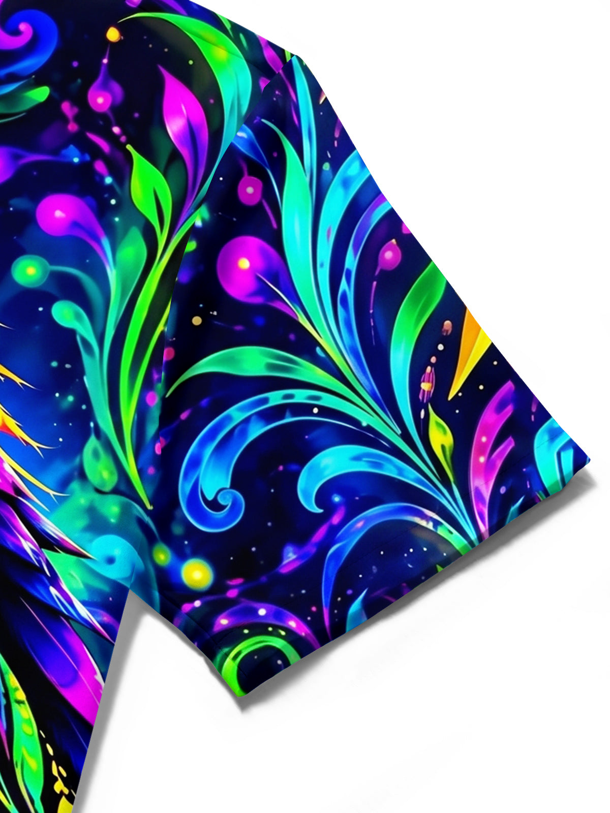 Adaychic Men's Neon Parrot With Swirling Patterns Print Short Sleeve Shirt with Chest Pocket