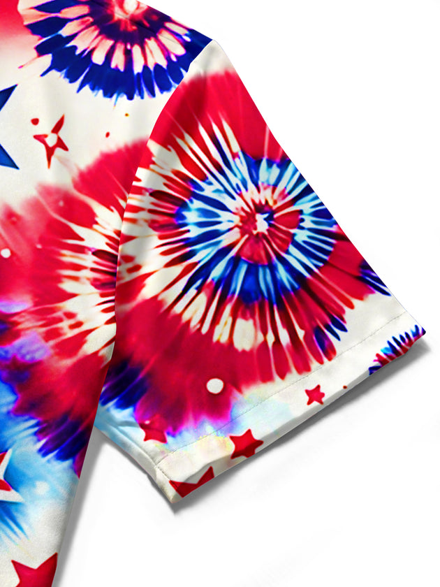 Independence American Flag Tie Dye Women's Short Sleeve Shirts