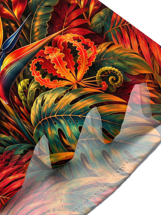 Adaychic Men's Short Sleeve Shirt - Tropical Jungle Plants And Birds Of Paradise Print with Chest Pocket