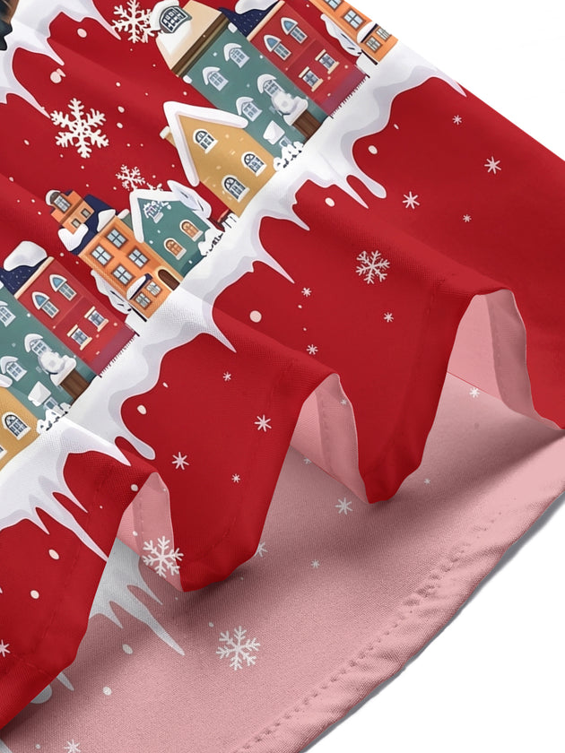 Adaychic Men's Hawaiian Christmas Dinosaur Print Short Sleeve Shirt with Chest Pocket