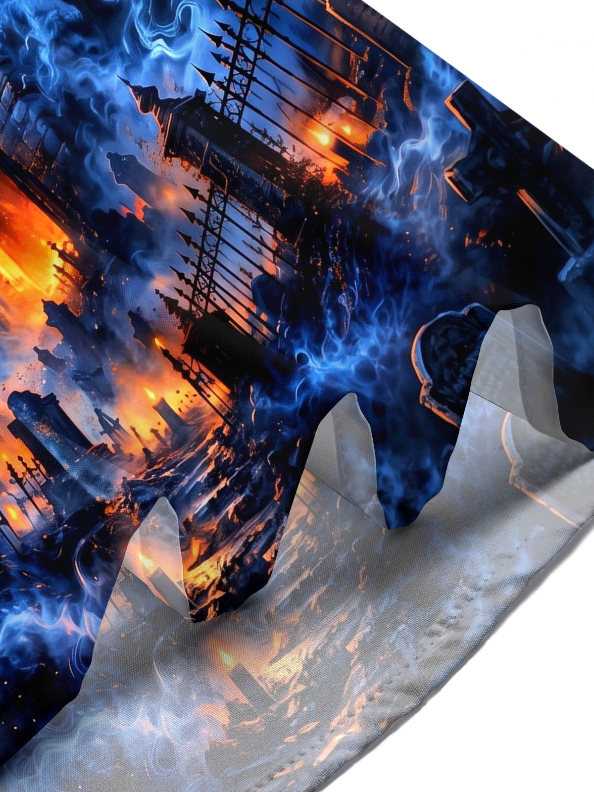 Adaychic Men's Halloween Gothic Castle And Bats Print Short Sleeve Shirt with Chest Pocket