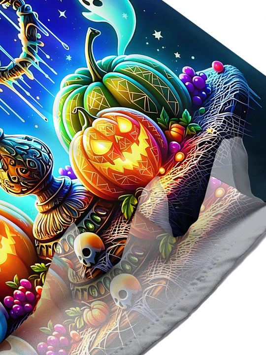 Adaychic Men's Graphic Halloween Candelabra Print Short Sleeve Shirt with Chest Pocket