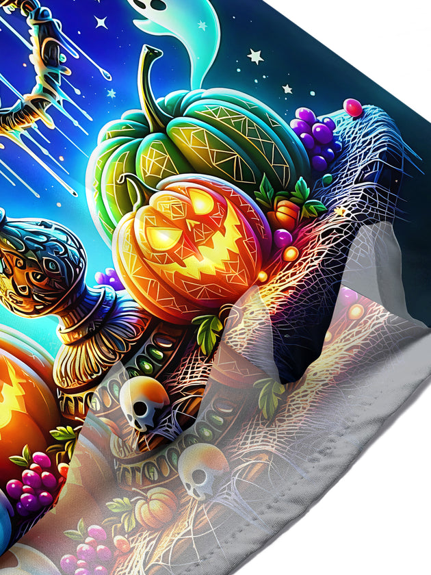Adaychic Men's Graphic Halloween Candelabra Print Short Sleeve Shirt with Chest Pocket