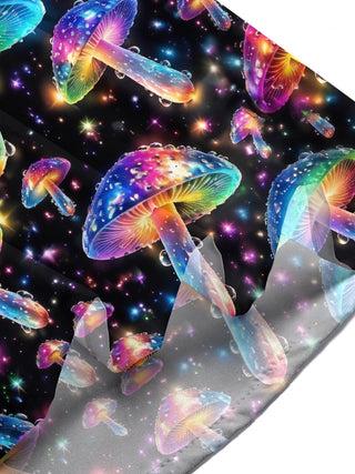 Adaychic Men's Printed Psychedelic Rainbow Mushrooms Print Short Sleeve Shirt with Chest Pocket