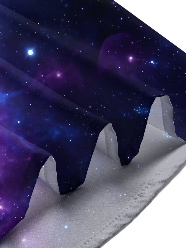 Adaychic Men's Hawaiian Galaxy Nebula And Stars Print Short Sleeve Shirt with Chest Pocket