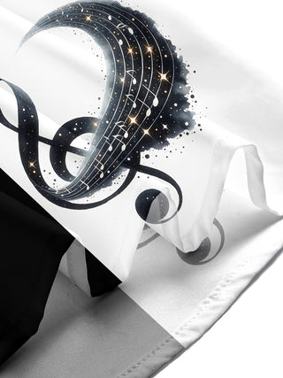 Adaychic Men's Graphic Musical Notes Print Treble Clef Print Short Sleeve Shirt with Chest Pocket