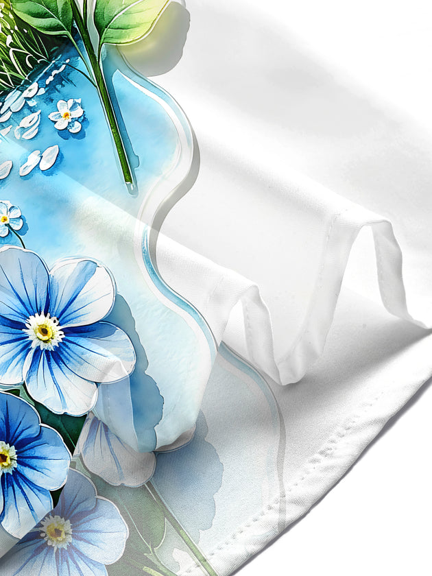 Adaychic Men's Printed Floral Landscape Print Short Sleeve Shirt with Chest Pocket