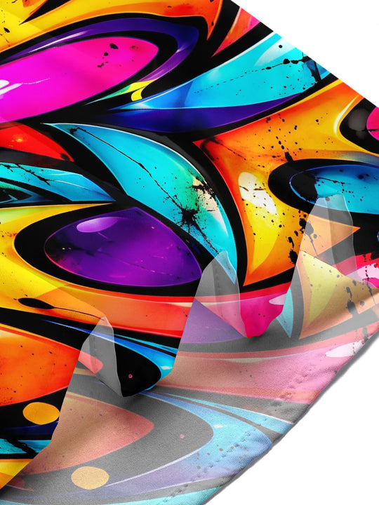 Adaychic Men's Short Sleeve Shirt - Abstract Psychedelic Swirls And Splatters Print with Chest Pocket