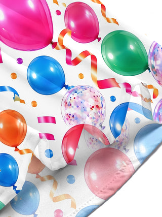 Adaychic Men's Hawaiian Colorful Balloons And Confetti Print Short Sleeve Shirt with Chest Pocket