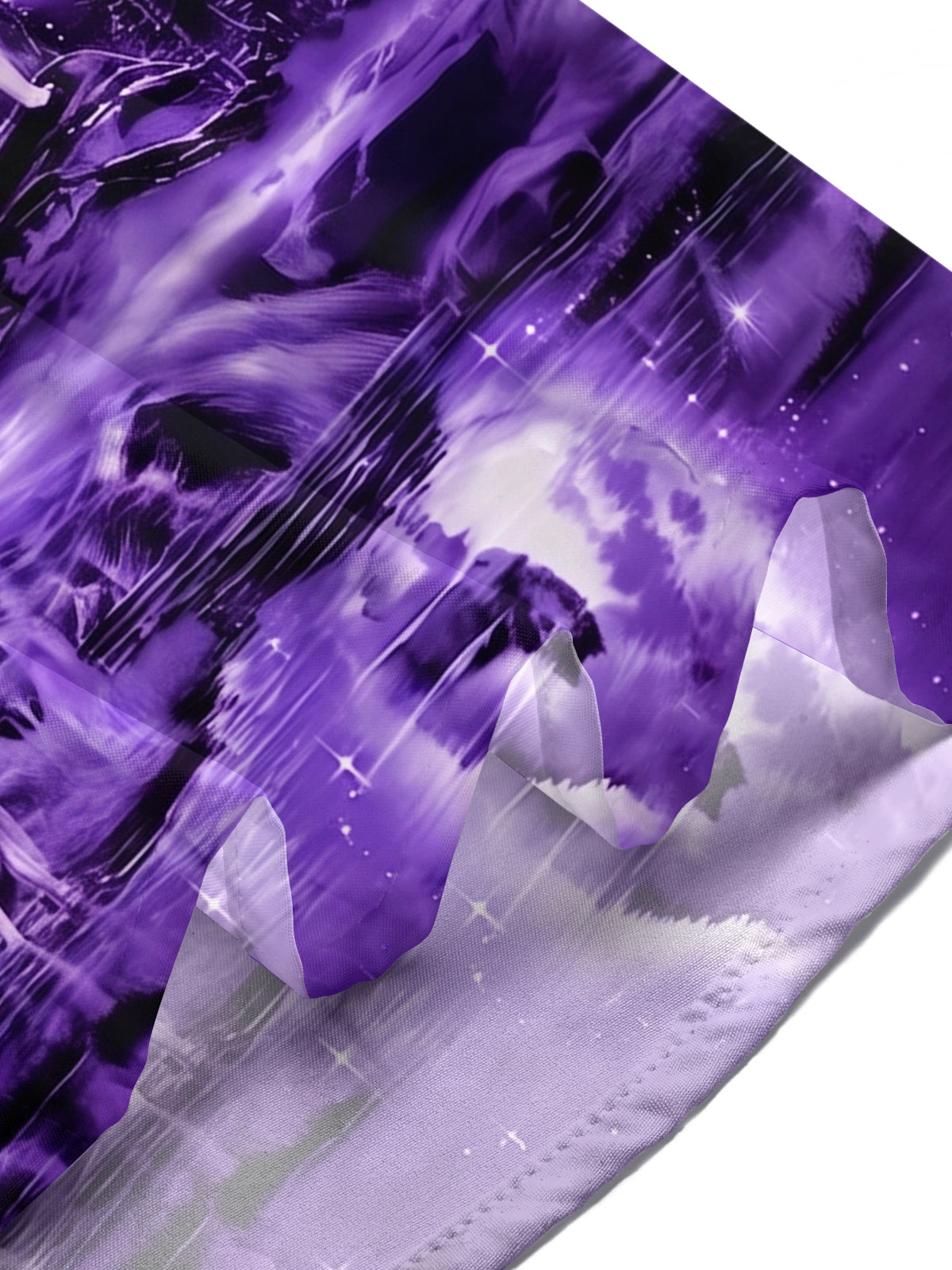 Adaychic Men's Graphic 3D Purple Wolf Moon Print Short Sleeve Button Down Shirt with Chest Pocket
