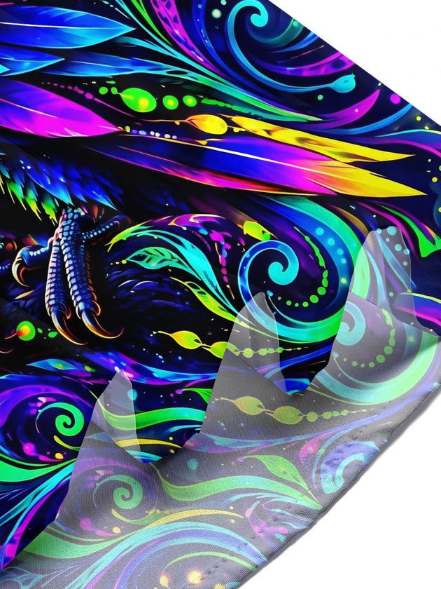 Adaychic Men's Neon Parrot With Swirling Patterns Print Short Sleeve Shirt with Chest Pocket