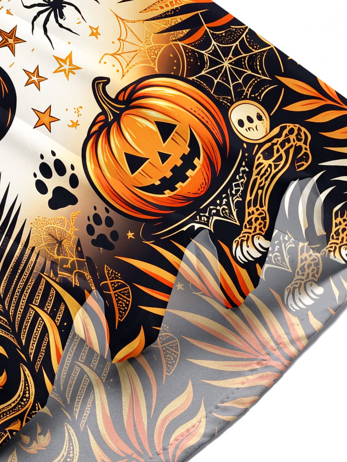Adaychic Men's Hawaiian Halloween Black Cat Print Short Sleeve Shirt with Chest Pocket