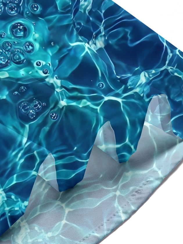 Adaychic Men's Abstract Water Ripples And Bubbles Print Short Sleeve Shirt with Chest Pocket