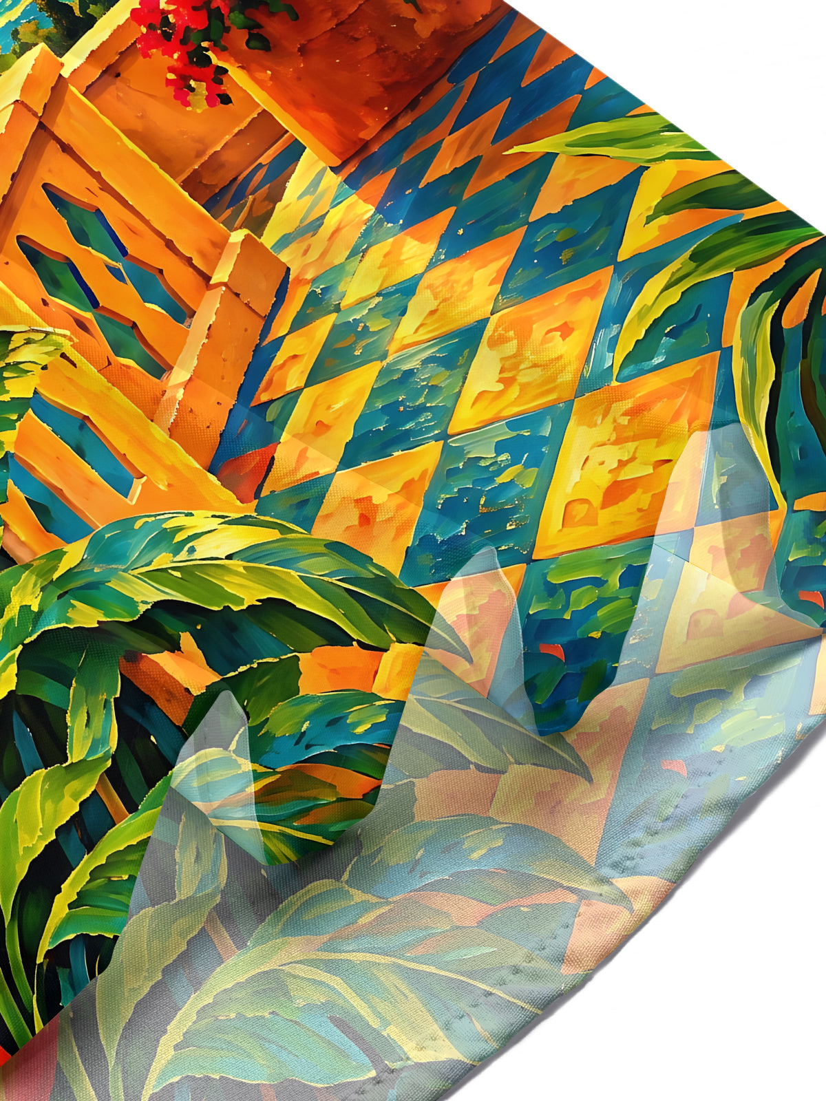 Adaychic Men's Toucan And Palm Tree Sunset Landscape Print Short Sleeve Shirt with Chest Pocket