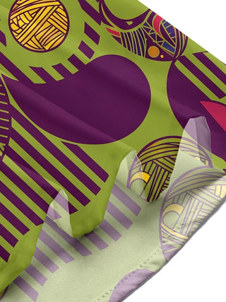 Adaychic Men's Retro Abstract Geometric Shapes Print Short Sleeve Shirt with Chest Pocket