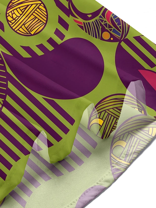 Adaychic Men's Retro Abstract Geometric Shapes Print Short Sleeve Shirt with Chest Pocket