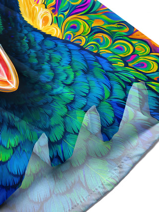 Adaychic Men's Hawaiian Colorful Peacock Head Print Short Sleeve Shirt with Chest Pocket