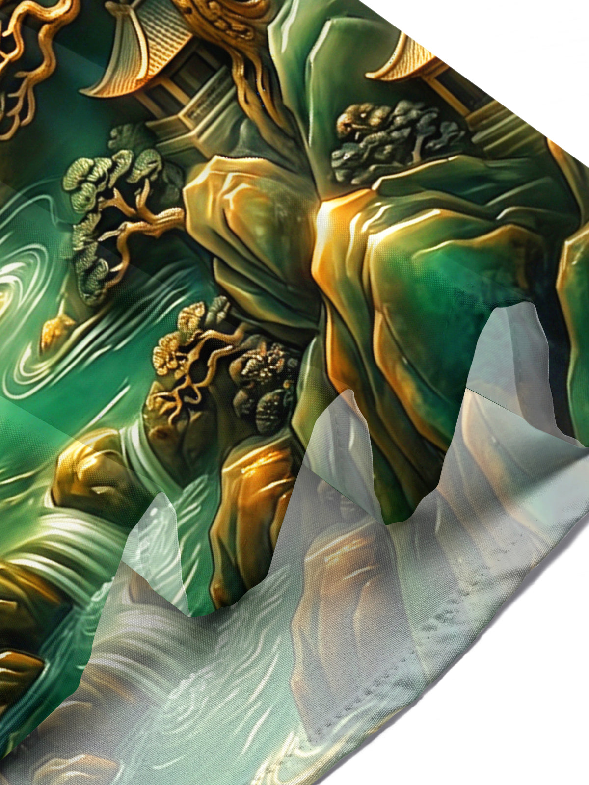 Adaychic Men's Short Sleeve Shirt - Asian Landscape With Mountains And Waterfall Print with Chest Pocket
