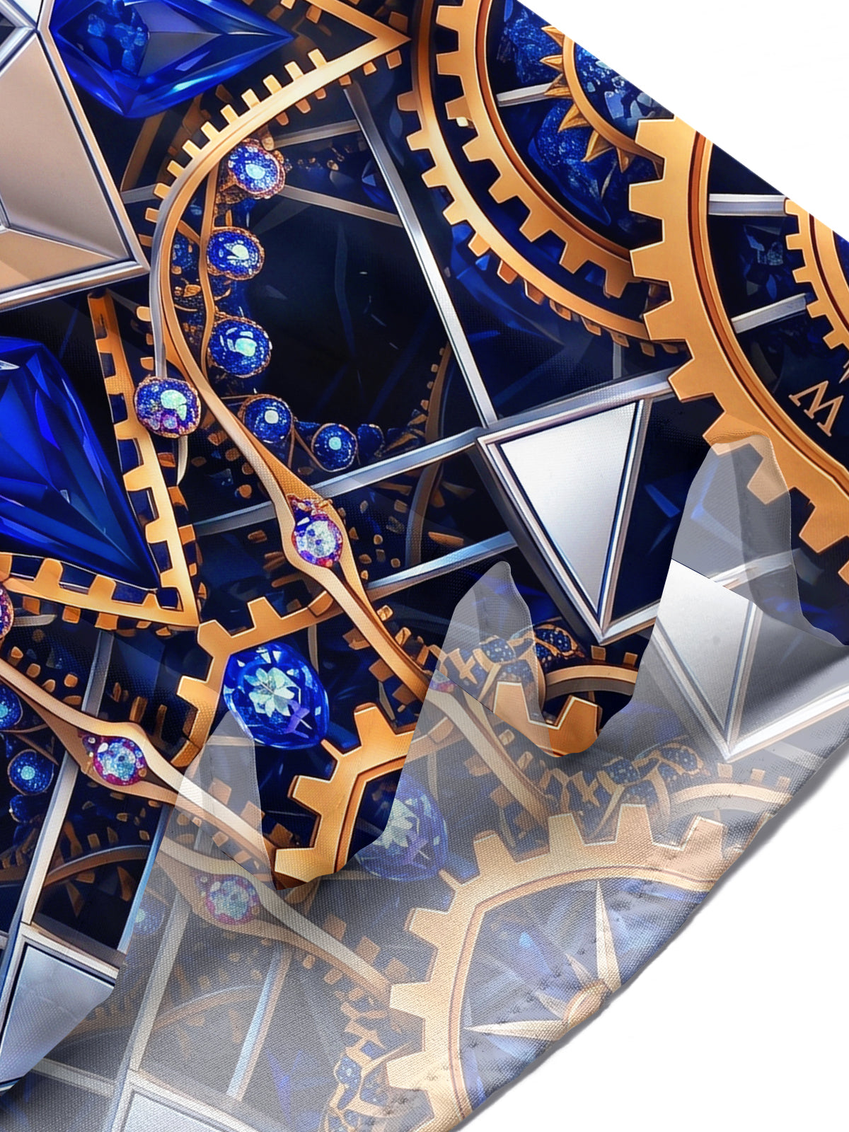 Adaychic Men's Steampunk Compass Gears And Gemstones Print Short Sleeve Shirt with Chest Pocket