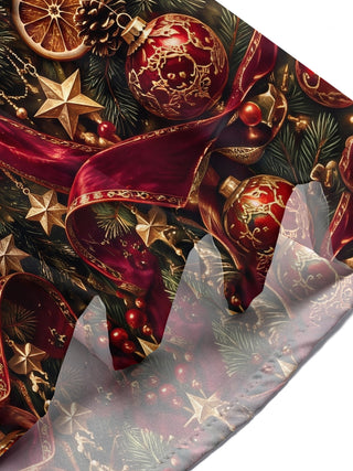 Adaychic Men's Hawaiian Christmas Elk And Ornaments Print Short Sleeve Shirt with Chest Pocket