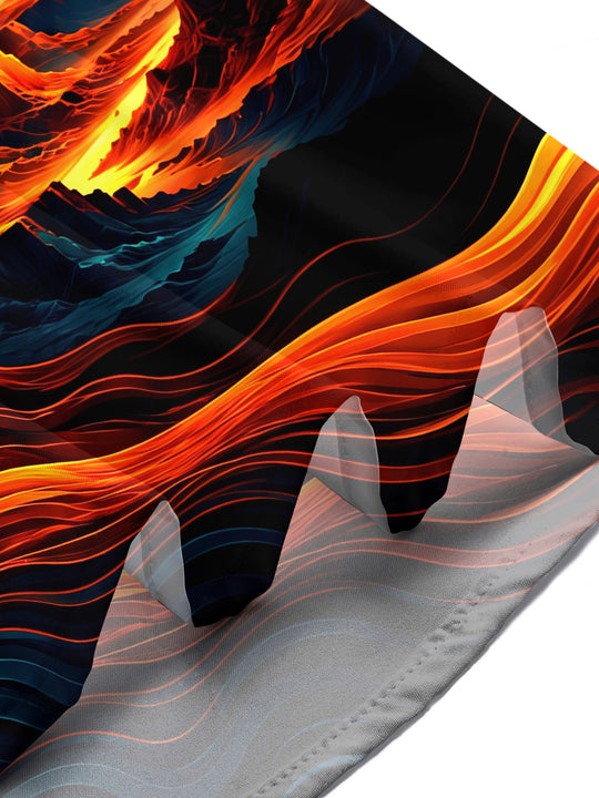 Adaychic Men's Neon Wave Canyon Sunset Landscape Print Short Sleeve Shirt with Chest Pocket
