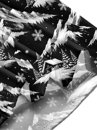 Adaychic Men's Printed Snowy Mountains And Cabins Print Long Sleeve Shirt with Chest Pocket
