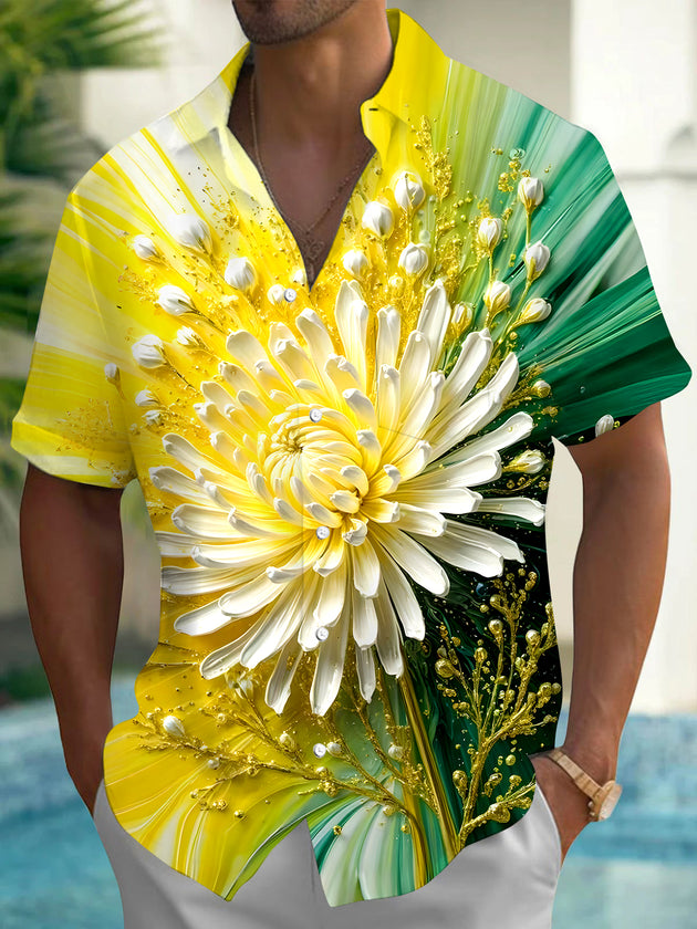 men's Hawaiian shirt front view tropical beach vacation