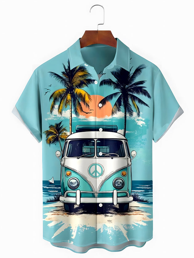 men's Hawaiian shirt front view tropical beach vacation